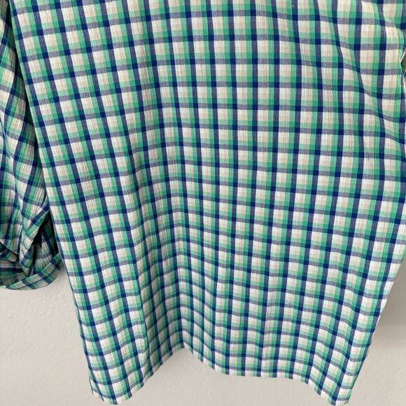 Vintage Koret Francisca Womens Green Plaid Shirt Embroidered Floral Size Medium - Picture 10 of 12